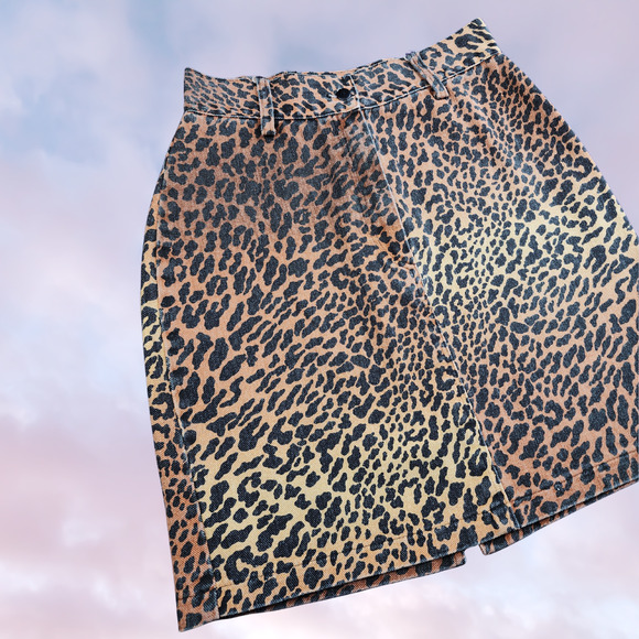 Vtg Jerry Leigh 80 90s Leopard Cheetah Animal Print Pin Up Spot Punk Mini Skirt - Picture 2 of 4